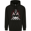 Card Playing Grim Reaper Poker Mens 80% Cotton Hoodie Black