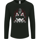 Card Playing Grim Reaper Poker Mens Long Sleeve T-Shirt Black