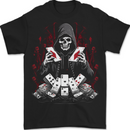 Card Playing Grim Reaper Poker Mens T-Shirt 100% Cotton BLACK