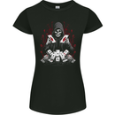 Card Playing Grim Reaper Poker Womens Petite Cut T-Shirt Black