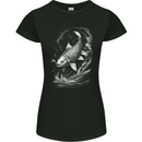 Carp Fish on a Line Fishing Fisherman Womens Petite Cut T-Shirt Black