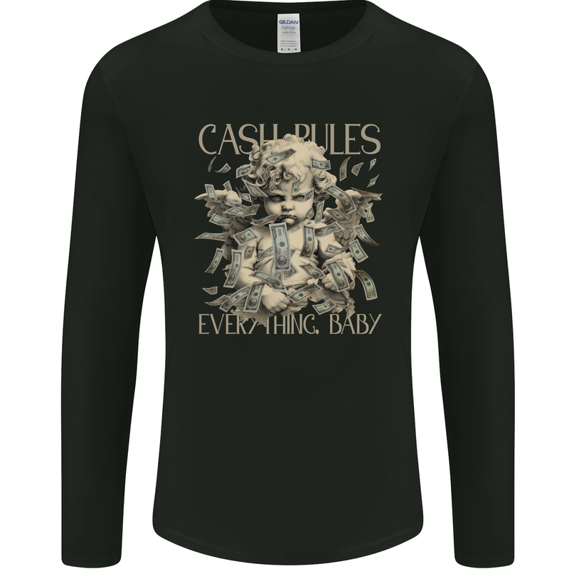 Cash Rules Everything Baby Money Hustle Mens Long Sleeve T-Shirt Black
