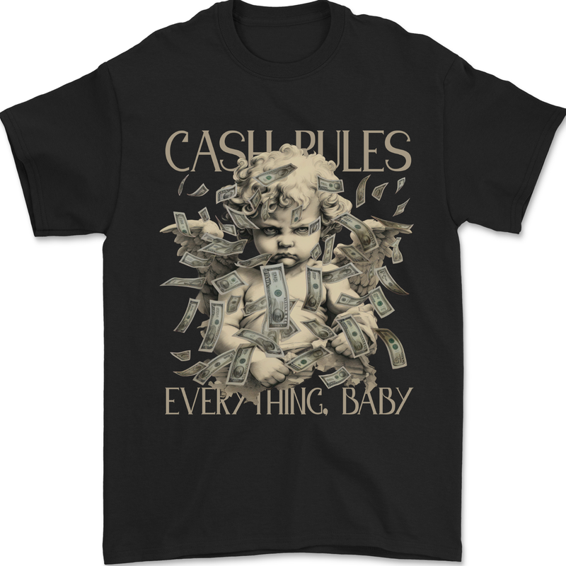 Cash Rules Everything Baby Money Hustle Mens T-Shirt 100% Cotton Black