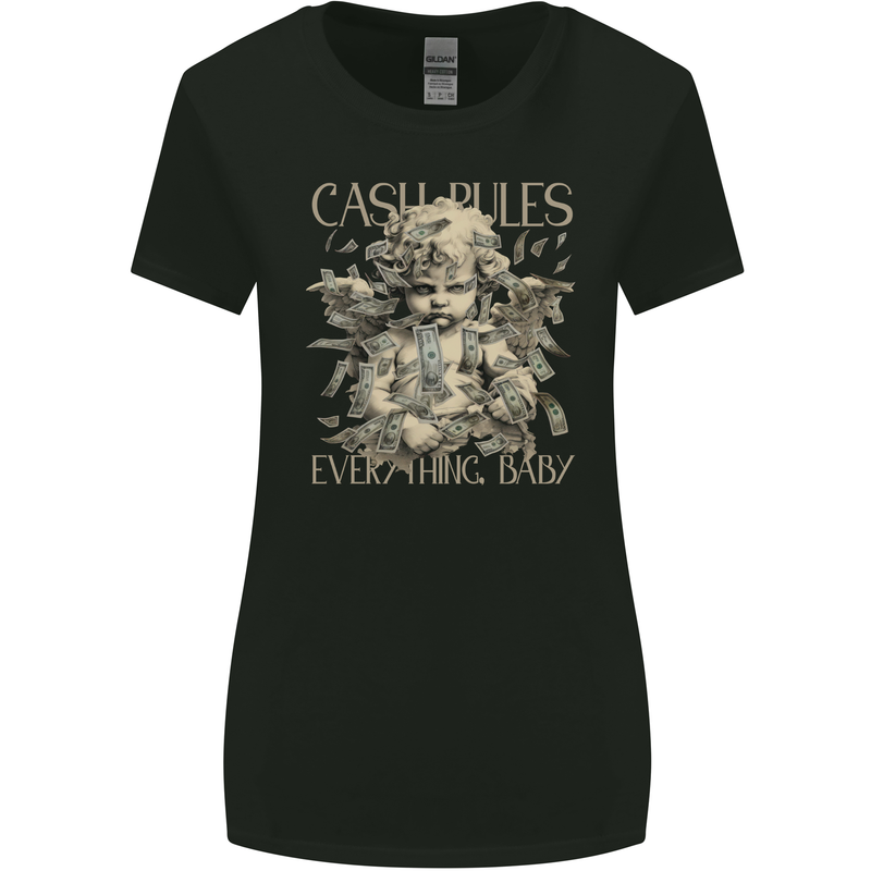 Cash Rules Everything Baby Money Hustle Womens Wider Cut T-Shirt Black