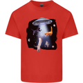 Cat Abduction Alien UFO Kids T-Shirt Childrens Red