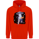 Cat Abduction Alien UFO Mens 80% Cotton Hoodie Bright Red
