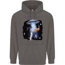 Cat Abduction Alien UFO Mens 80% Cotton Hoodie Charcoal