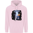 Cat Abduction Alien UFO Mens 80% Cotton Hoodie Light Pink