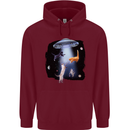Cat Abduction Alien UFO Mens 80% Cotton Hoodie Maroon