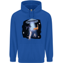 Cat Abduction Alien UFO Mens 80% Cotton Hoodie Royal Blue