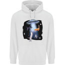 Cat Abduction Alien UFO Mens 80% Cotton Hoodie White
