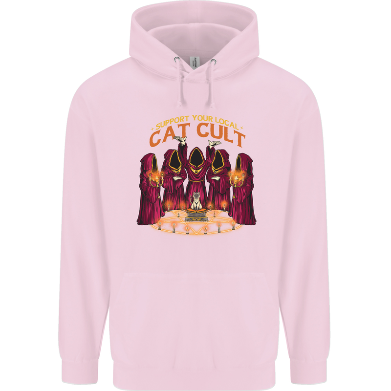 Cat Cult Evil Feline Devil Worship Satanic Childrens Kids Hoodie Light Pink