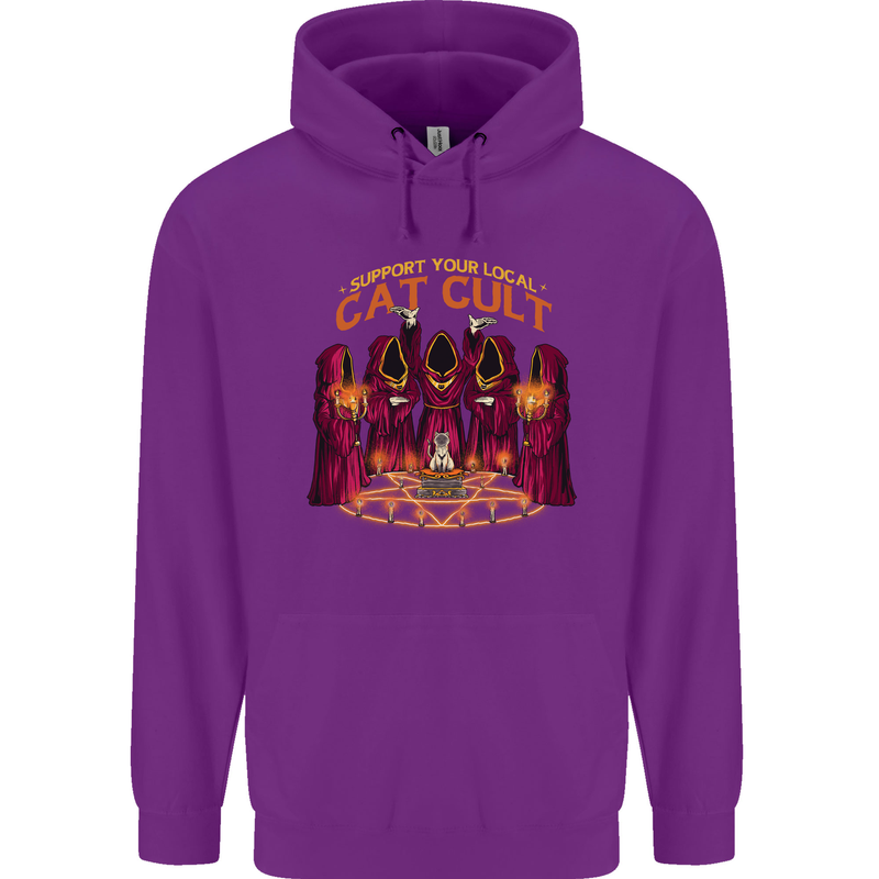 Cat Cult Evil Feline Devil Worship Satanic Childrens Kids Hoodie Purple