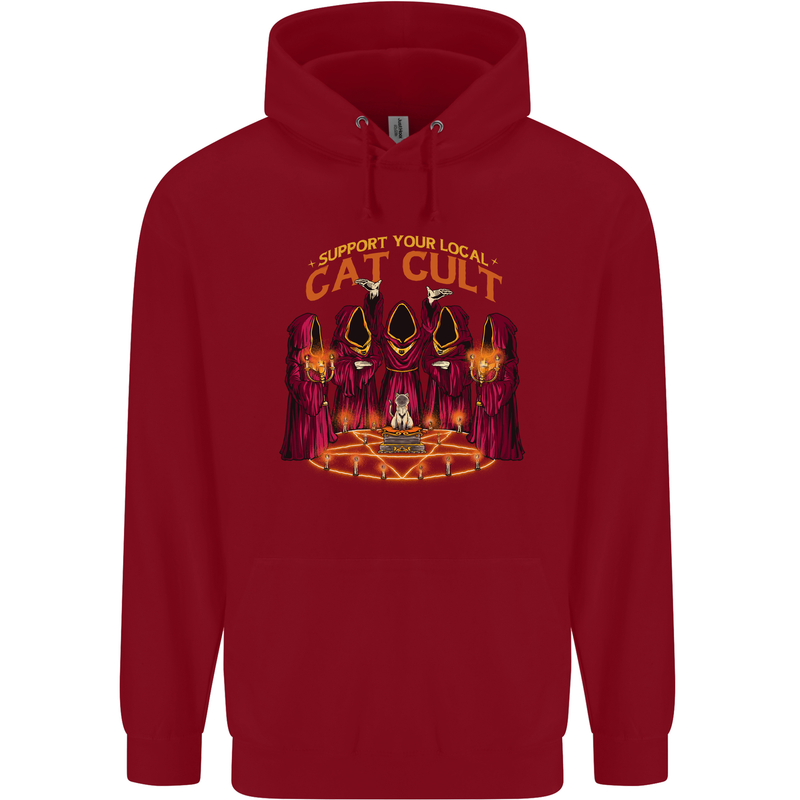 Cat Cult Evil Feline Devil Worship Satanic Childrens Kids Hoodie Red