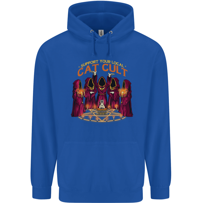 Cat Cult Evil Feline Devil Worship Satanic Childrens Kids Hoodie Royal Blue