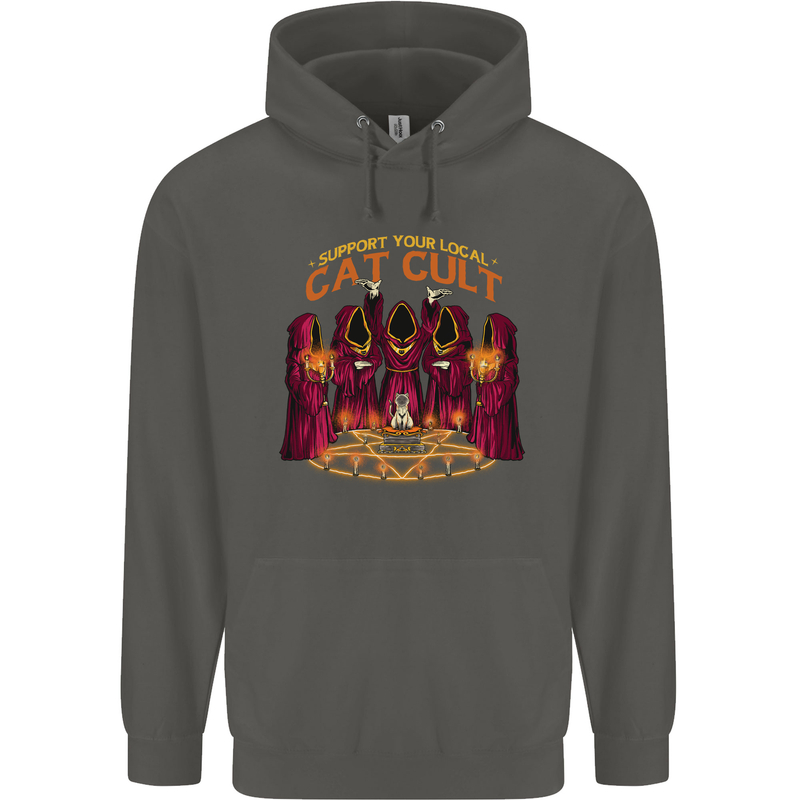 Cat Cult Evil Feline Devil Worship Satanic Childrens Kids Hoodie Storm Grey