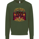 Cat Cult Evil Feline Devil Worship Satanic Kids Sweatshirt Jumper Forest Green