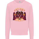 Cat Cult Evil Feline Devil Worship Satanic Kids Sweatshirt Jumper Light Pink