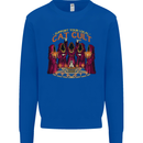 Cat Cult Evil Feline Devil Worship Satanic Kids Sweatshirt Jumper Royal Blue