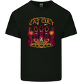 Cat Cult Evil Feline Devil Worship Satanic Kids T-Shirt Childrens Black