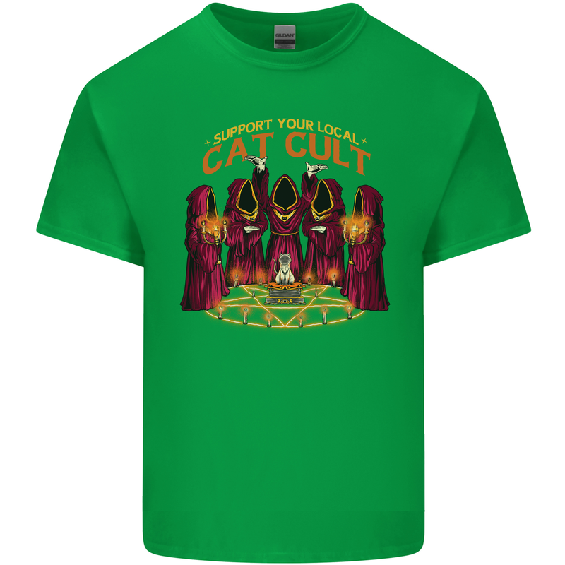 Cat Cult Evil Feline Devil Worship Satanic Kids T-Shirt Childrens Irish Green