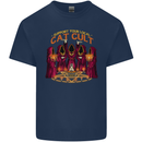 Cat Cult Evil Feline Devil Worship Satanic Mens Cotton T-Shirt Tee Top Navy Blue