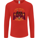 Cat Cult Evil Feline Devil Worship Satanic Mens Long Sleeve T-Shirt Red