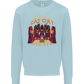 Cat Cult Evil Feline Devil Worship Satanic Mens Sweatshirt Jumper Light Blue