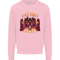 Cat Cult Evil Feline Devil Worship Satanic Mens Sweatshirt Jumper Light Pink