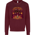 Cat Cult Evil Feline Devil Worship Satanic Mens Sweatshirt Jumper Maroon