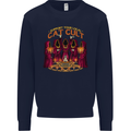 Cat Cult Evil Feline Devil Worship Satanic Mens Sweatshirt Jumper Navy Blue