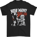 Cat Grim Reaper and 9 Bloody Lives Funny Mens T-Shirt 100% Cotton Black