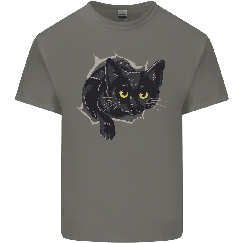 Cat Hole Kids T-Shirt Childrens Charcoal