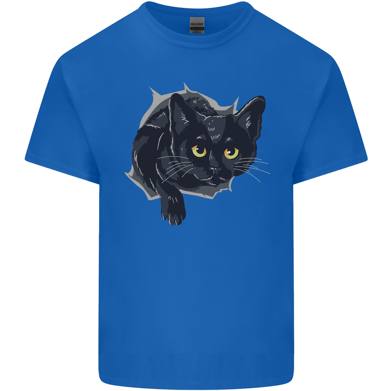 Cat Hole Kids T-Shirt Childrens Royal Blue