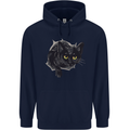 Cat Hole Mens 80% Cotton Hoodie Navy Blue