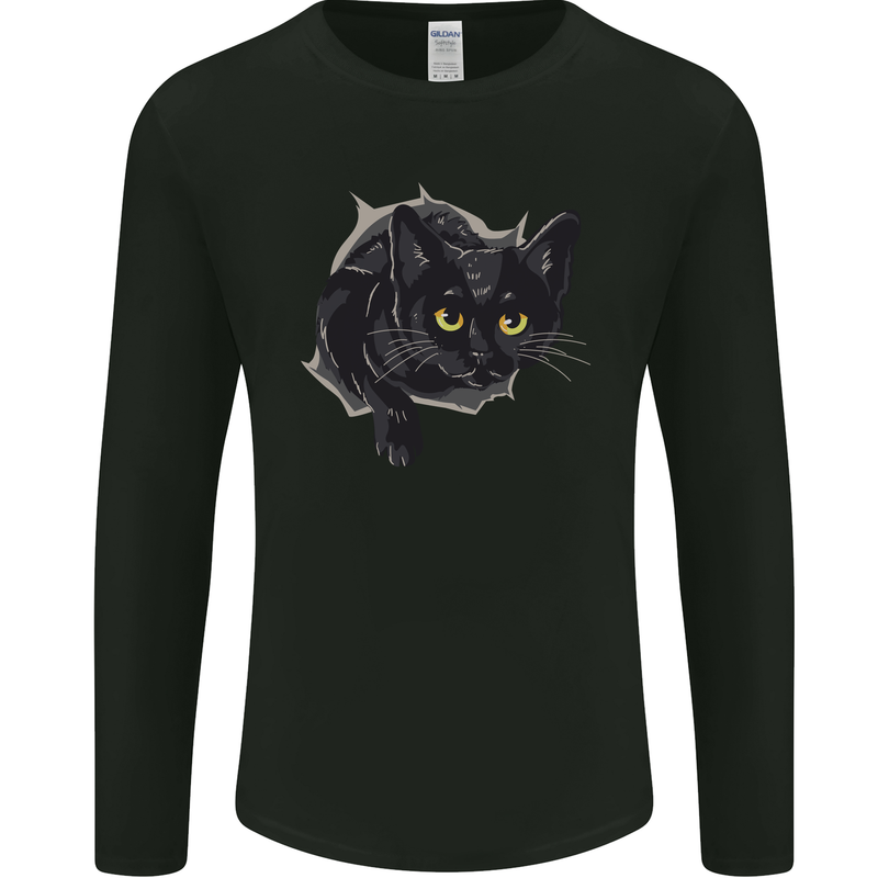 Cat Hole Mens Long Sleeve T-Shirt Black