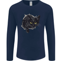 Cat Hole Mens Long Sleeve T-Shirt Navy Blue