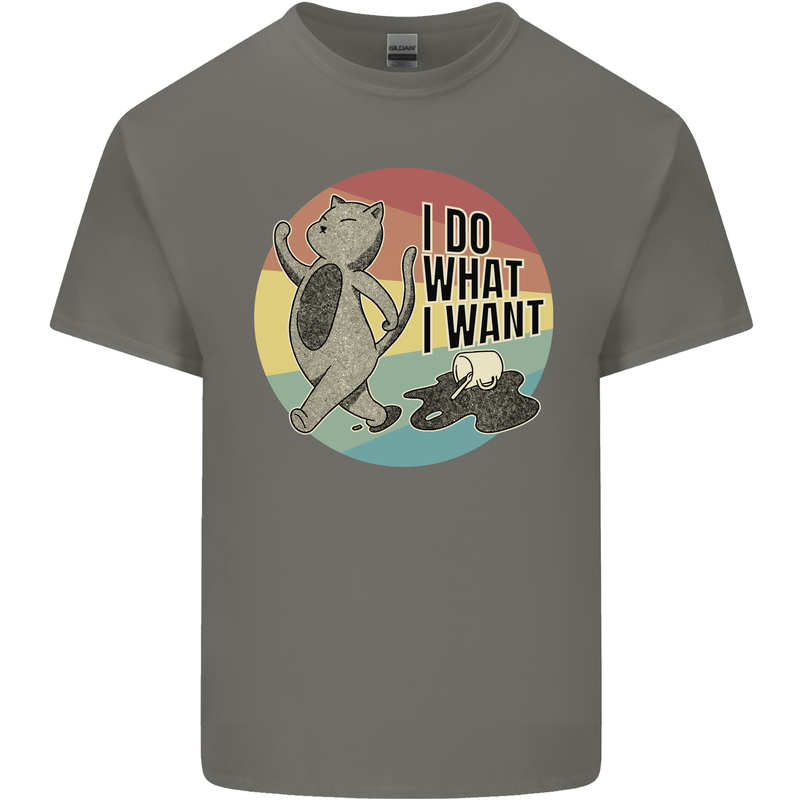 Cat I Do What I Want Funny Coffee Mens Cotton T-Shirt Tee Top Charcoal