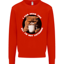 Cat I Hear You but I'm Not Listening Funny Coffee Mens Sweatshirt Jumper Bright Red