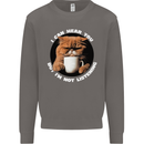Cat I Hear You but I'm Not Listening Funny Coffee Mens Sweatshirt Jumper Charcoal