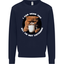 Cat I Hear You but I'm Not Listening Funny Coffee Mens Sweatshirt Jumper Navy Blue