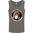 Cat I Hear You but I'm Not Listening Funny Coffee Mens Vest Tank Top Charcoal
