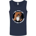 Cat I Hear You but I'm Not Listening Funny Coffee Mens Vest Tank Top Navy Blue