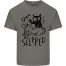 Cat Kills Dog He Slipped Funny Mens Cotton T-Shirt Tee Top Charcoal
