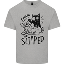 Cat Kills Dog He Slipped Funny Mens Cotton T-Shirt Tee Top Sports Grey