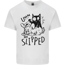 Cat Kills Dog He Slipped Funny Mens Cotton T-Shirt Tee Top White