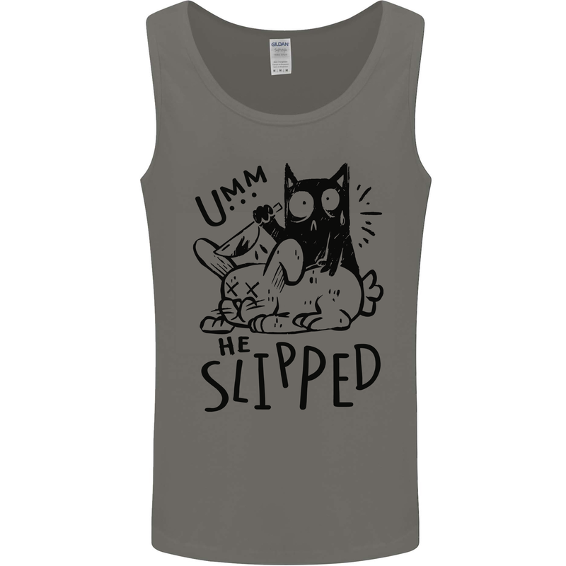 Cat Kills Dog He Slipped Funny Mens Vest Tank Top Charcoal