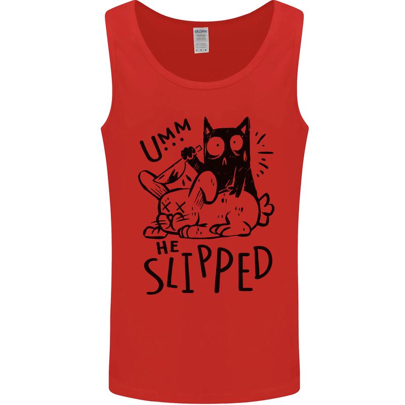Cat Kills Dog He Slipped Funny Mens Vest Tank Top Red
