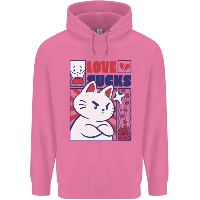 Cat Love Sucks Anti Valentines Singles Day Childrens Kids Hoodie Azalea