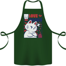 Cat Love Sucks Anti Valentines Singles Day Cotton Apron 100% Organic Forest Green